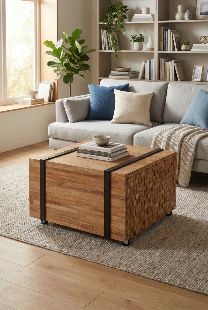 Stolik kawowy stylizowany na stos desek N2-R11