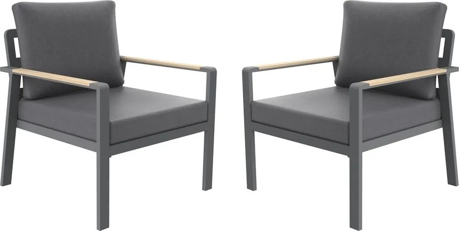 SIBIU DUO Aluminiowe fotele, 2 szt., grafitowe