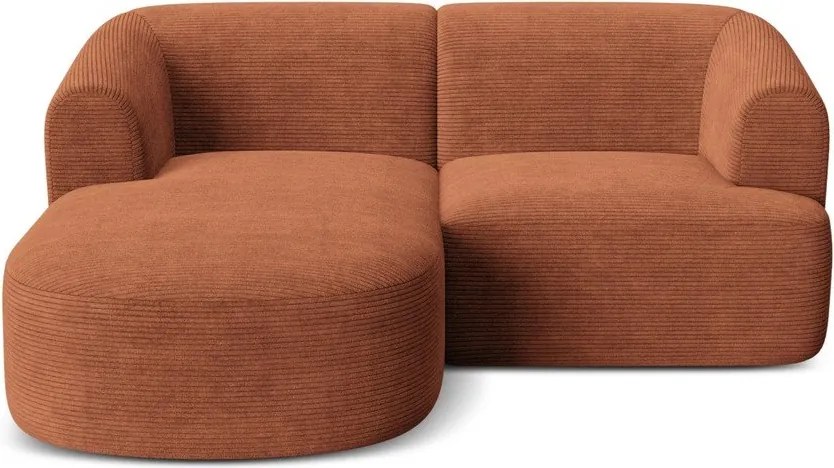 Sztruksowy narożnik (lewostronny/z szezlongiem) w kolorze terakoty Campi – Cosmopolitan Design