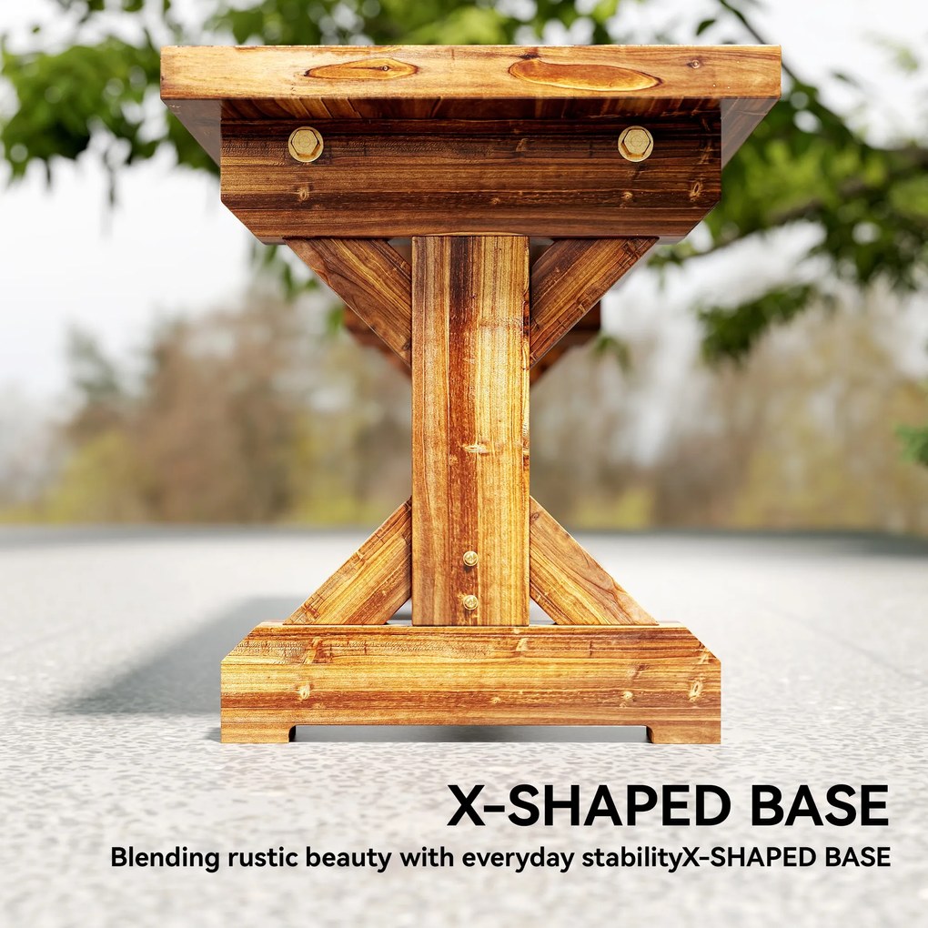 Outsunny 2-osobowa ławka ogrodowa odporna na warunki atmosferyczne ławka z drewna ławka parkowa z podstawą X 240kg nośność 114 x 40 x 46 cm zwęglony | Aosom PL