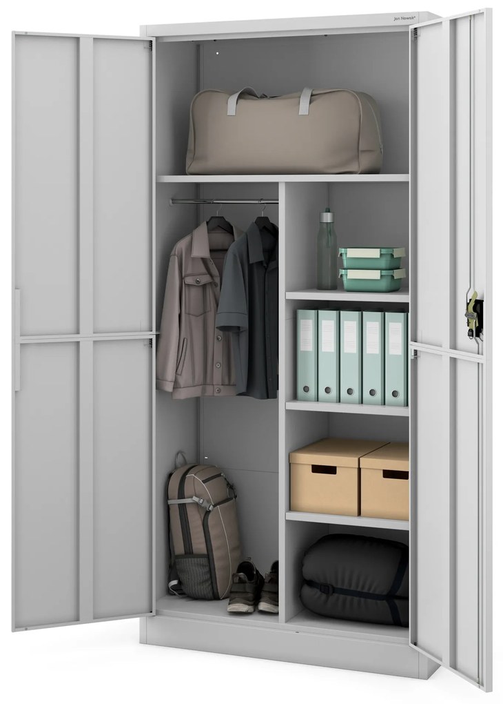 Szafa gospodarcza metalowa DAWID, 900 x 1850 x 400 mm, Smart: szara