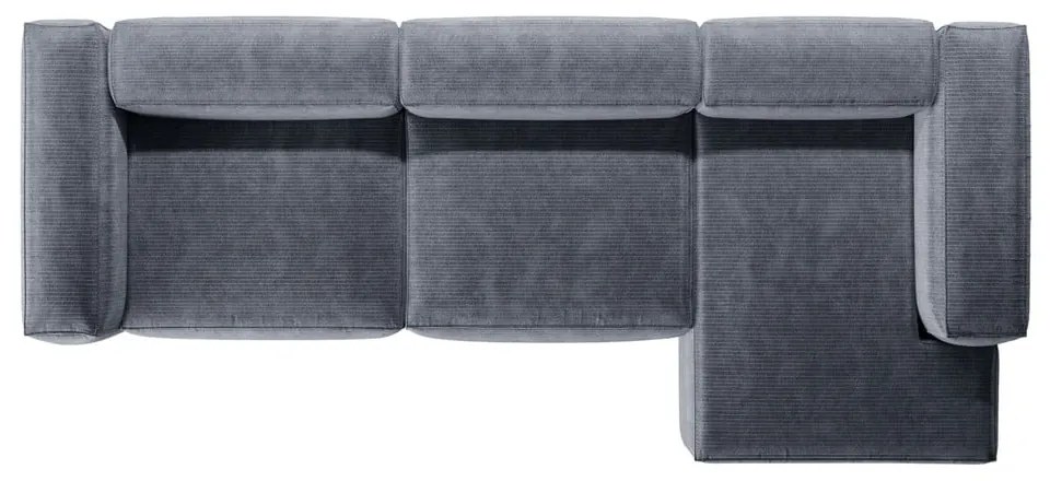 Szaroniebieski sztruksowy narożnik (prawostronny/z szezlongiem) Bergamo – Cosmopolitan Design