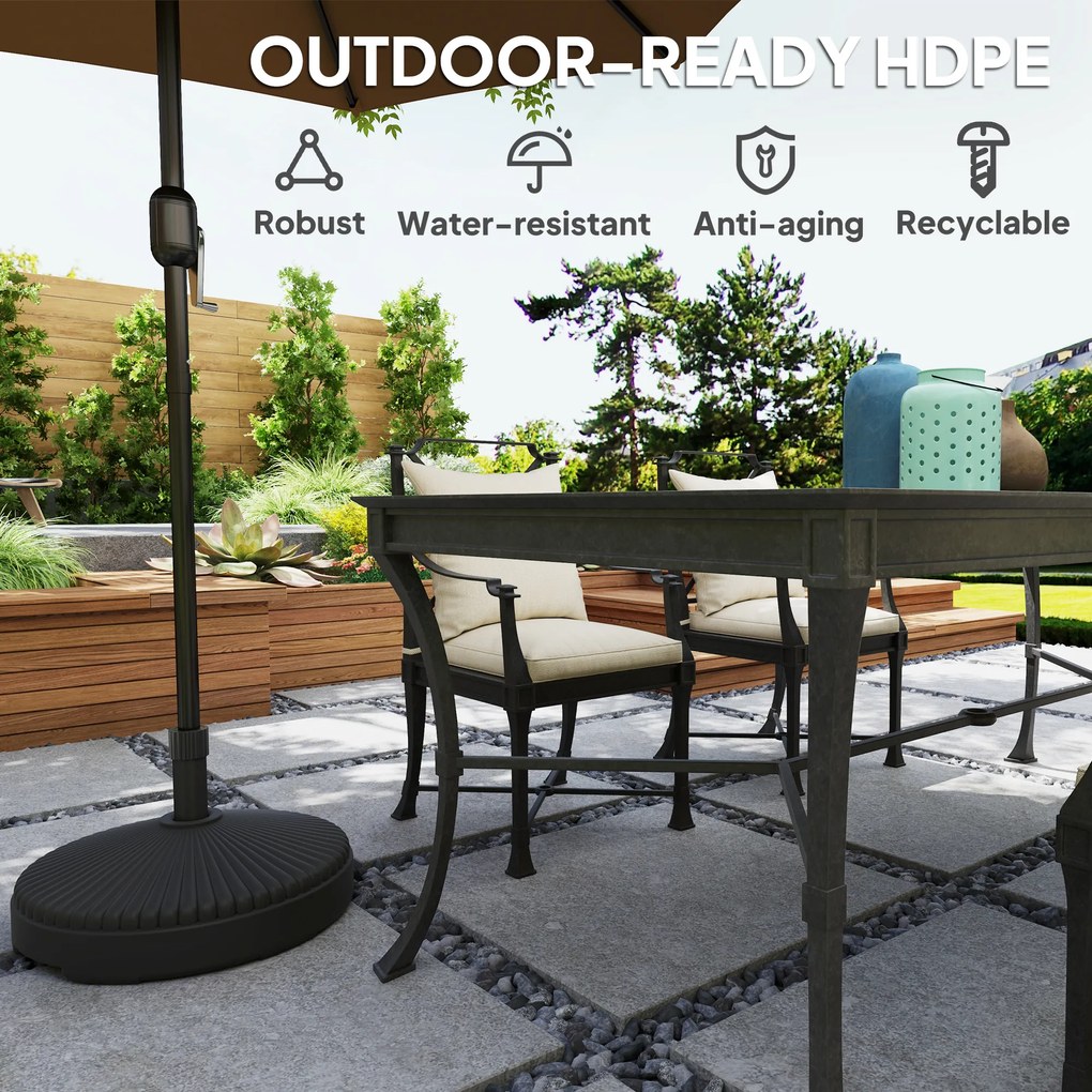 Outsunny Podstawa do parasola ogrodowego, napełniana wodą i piaskiem, podstawa parasolowa, Plastik, Czarny