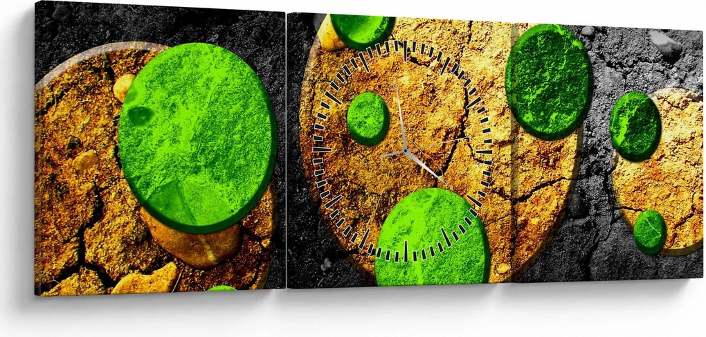 Obraz abstrakcji - Kule (z zegarem) (90x30 cm)