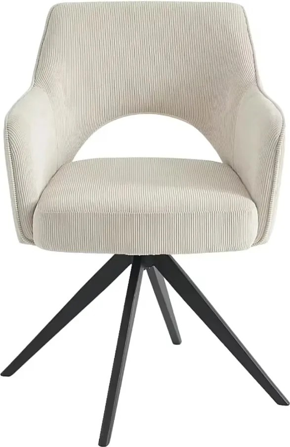 Krzesło obrotowe z podłokietnikami z fakturowanej tkaniny i czarnego metalu - Bordowy - KONYA