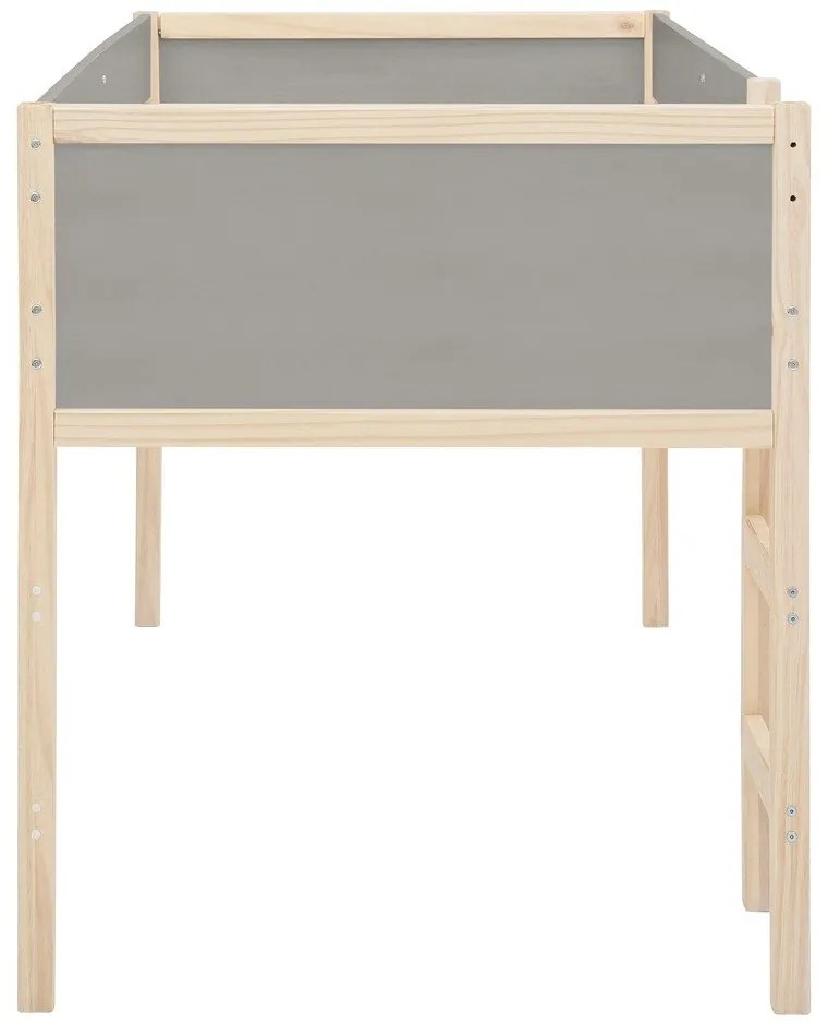 Szaro-naturalne podwyższone łóżko dziecięce z litego drewna sosnowego 90x200 cm Square – Støraa