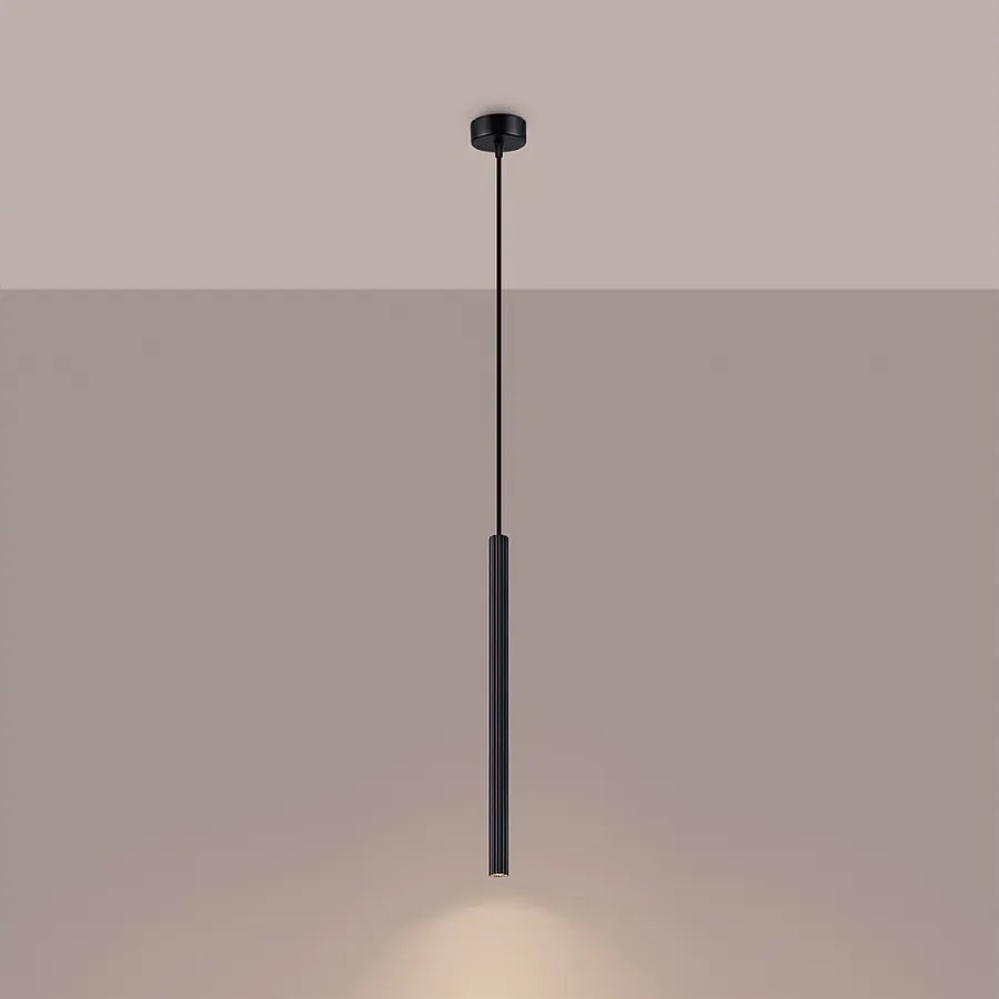 Lampy wiszące nowoczesny Elara, stal - 1 źródło światła 3000K - L.8 x H.120 cm - czarny