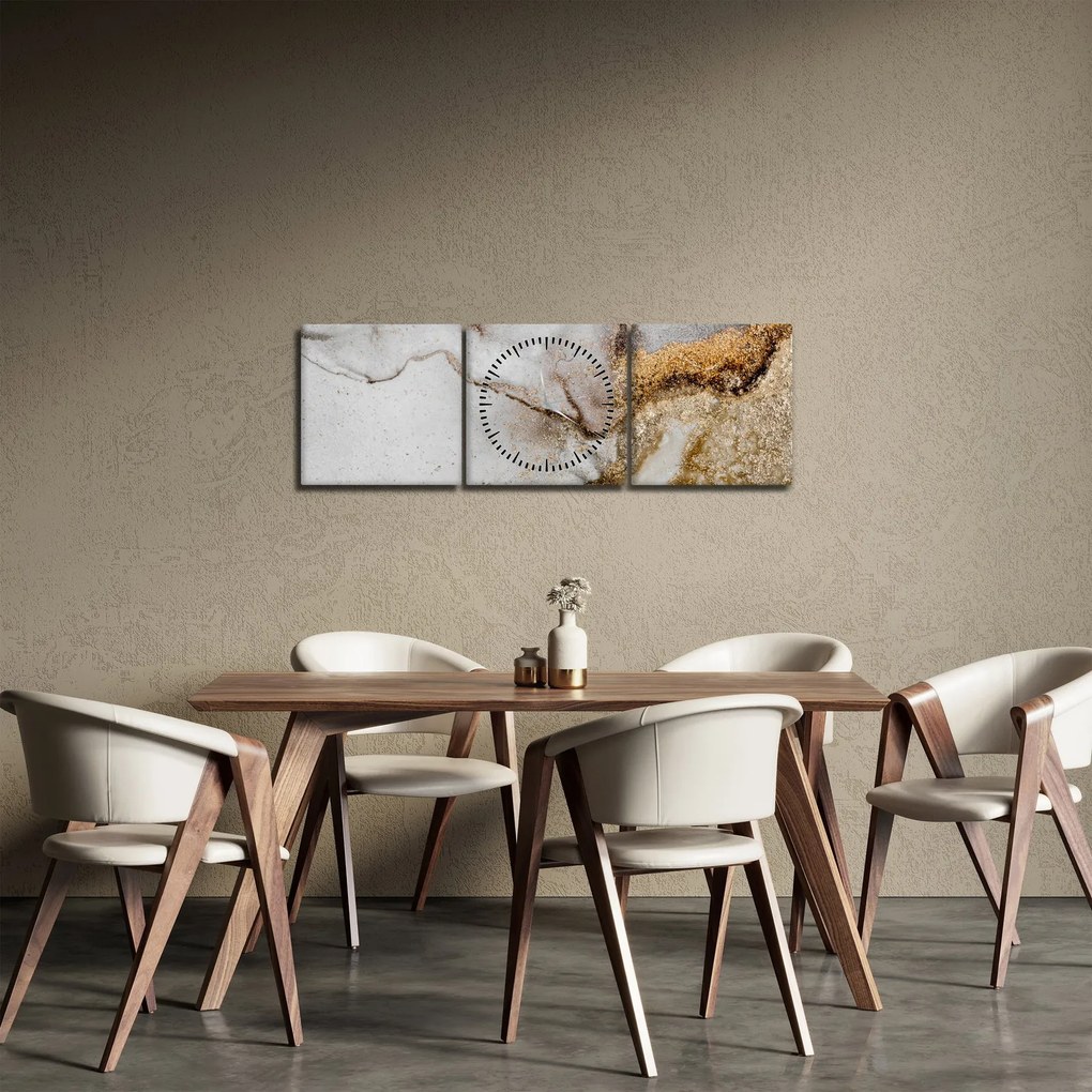 Obraz - Atrament marmurkowy (z zegarem) (90x30 cm)