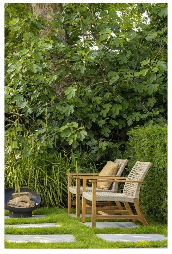Beżowo-naturalny drewniany fotel ogrodowy Copper – Exotan