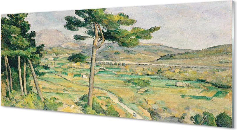 Panel szklany do Kuchni Góra Świętej Wiktorii i Wiadukt - Cézanne