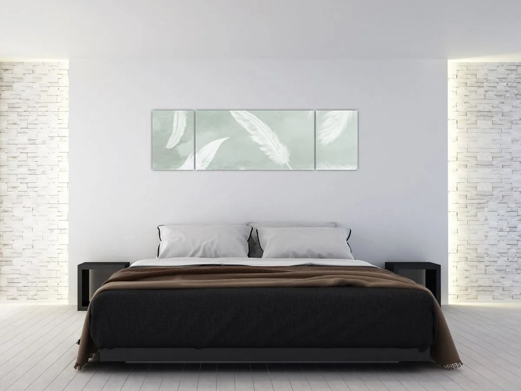 Obraz - Białe pióra (170x50 cm)
