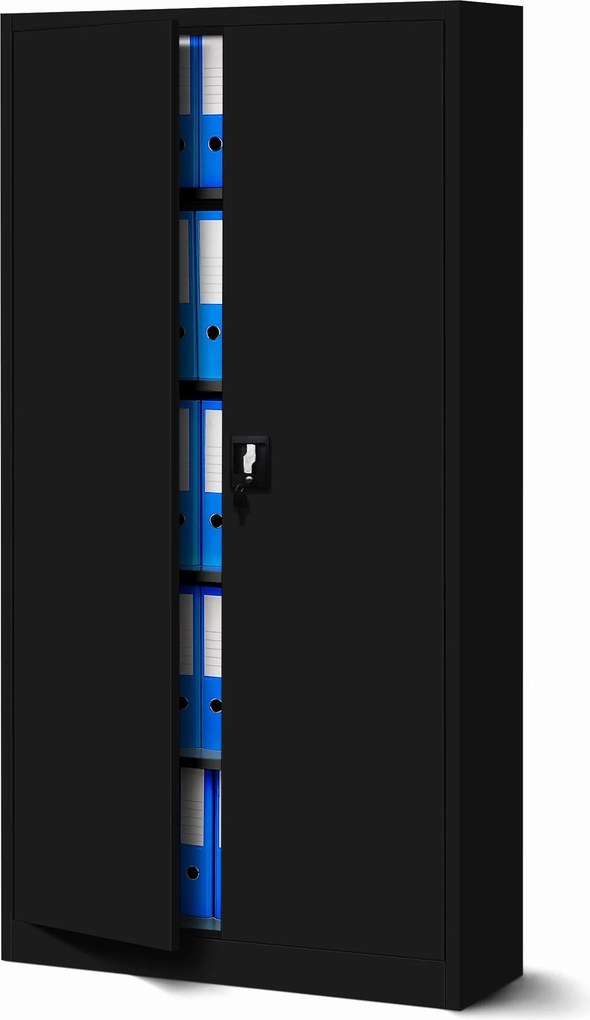 Zestaw 4x szafa biurowa metalowa na akta czarna, 900x1850x400 mm: JAN