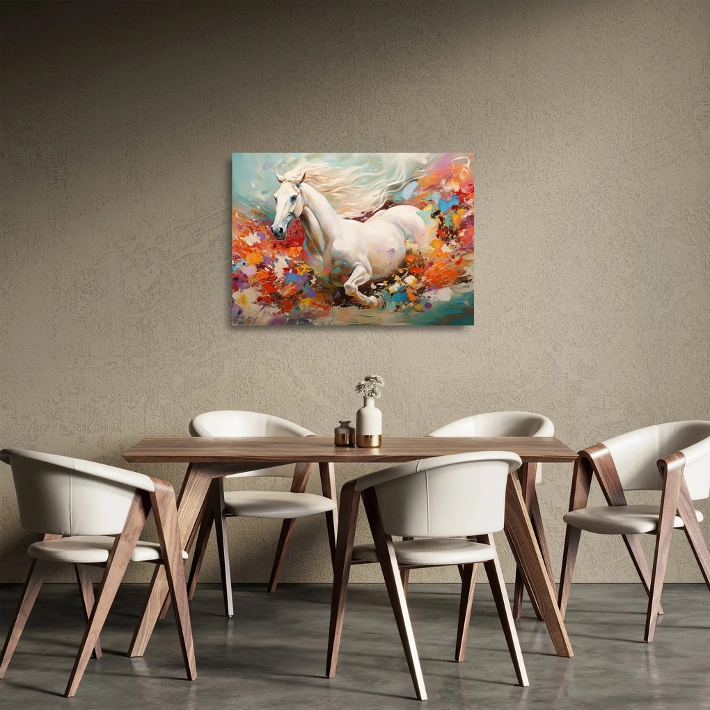 Obraz na szkle - Malowanie konia (70x50 cm)