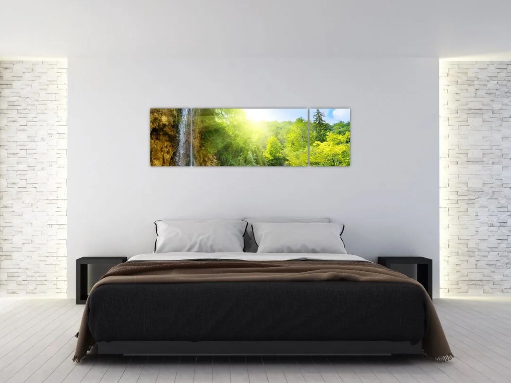 Obraz - wodospady w pralesie (170x50 cm)