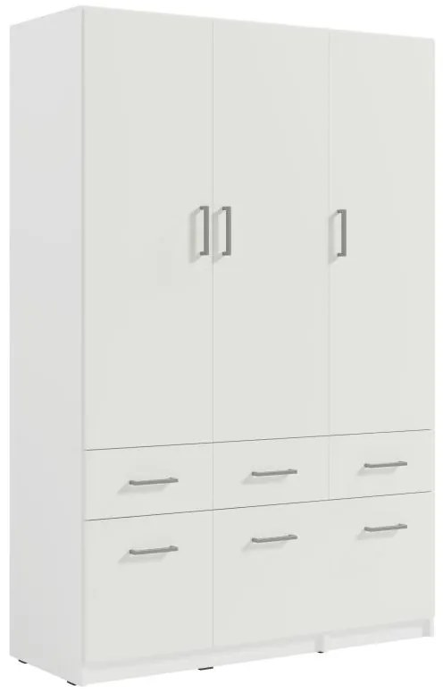 Szafa 3-drzwiowa z 6 szufladami - szer. 136 cm - Biały + Nadstawka - BELOMY