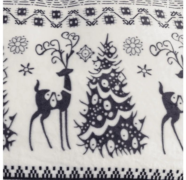 Mikropluszowy koc WINTER DEER, szary Rozmiar: 150 x 200 cm