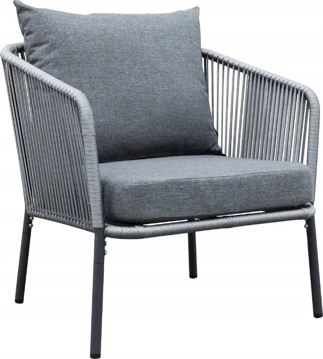 Zestaw mebli ogrodowych antracyt aluminiowa sofa 2 fotele stolik sznurowany