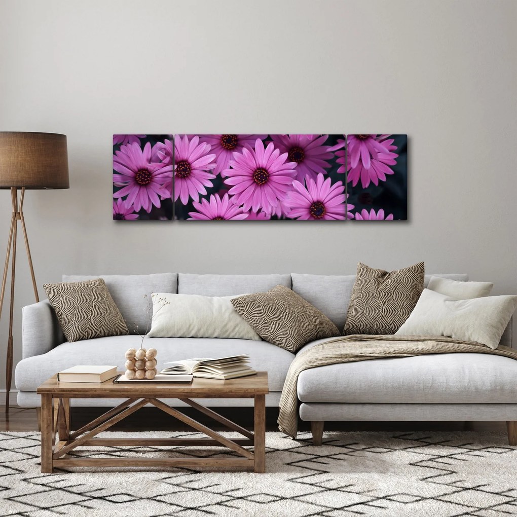 Obraz różowych kwiatów (170x50 cm)