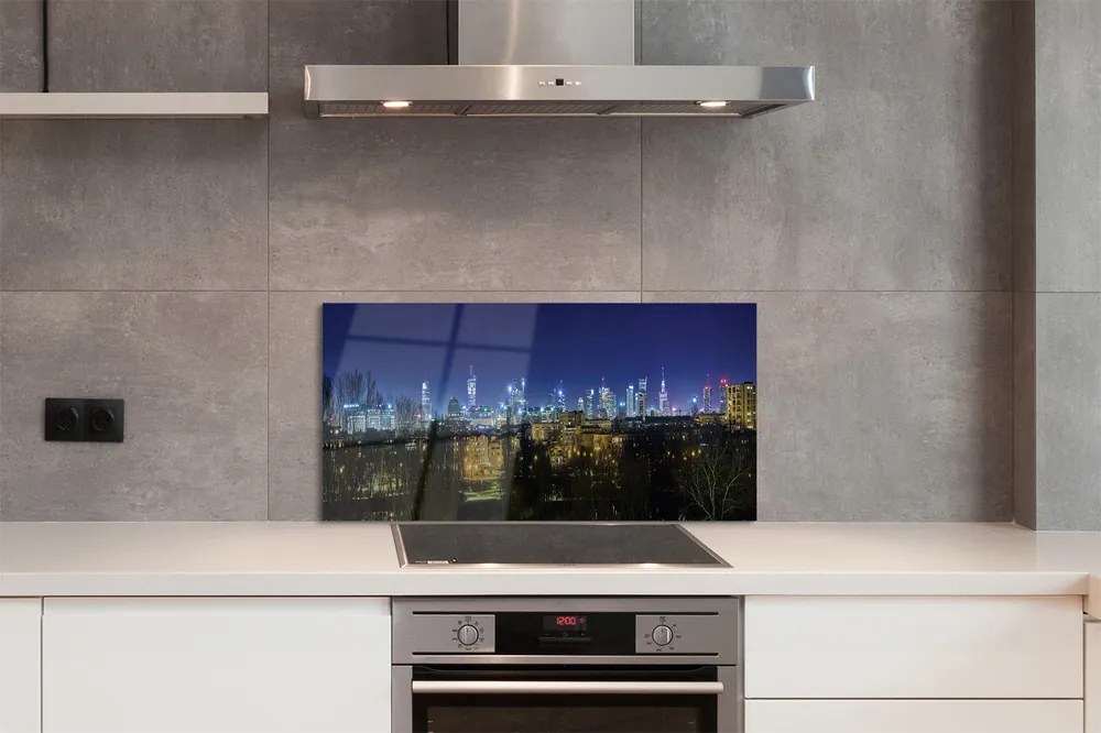 Panel Szklany Nocny Pejzaż Warszawy