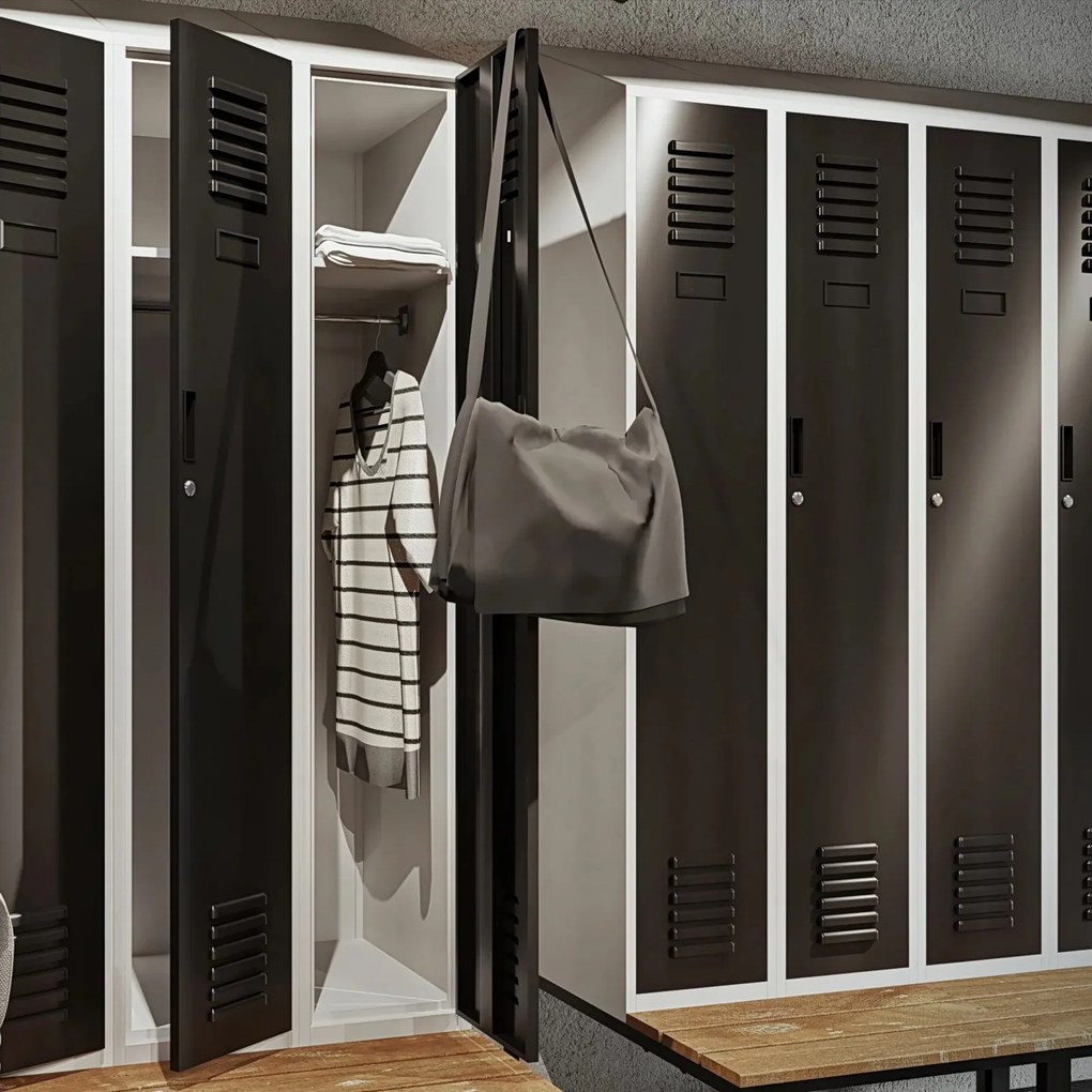 Szatnia z ławeczką i daszkiem Kacper II PRO 60x85x229,5 cm szary/antracyt