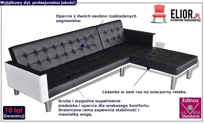 Rozkładany czarny narożnik - Iwez 5Q