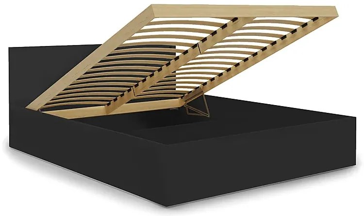 Czarne łóżko dwuosobowe z materacem 140x200 Vitrea 3X
