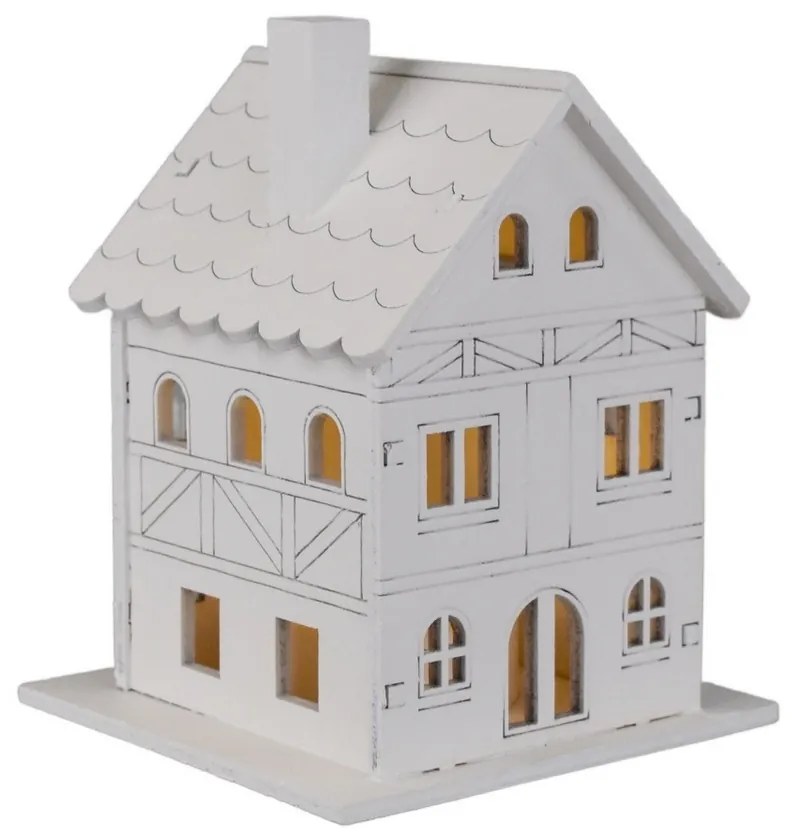Świąteczna dekoracja świetlna Drewniany domek, 8 x10 x 8 cm, LED