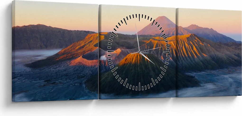 Obraz góry Bromo w Indonezji (z zegarem) (90x30 cm)
