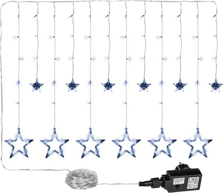 Dekoracja świąteczna - świecące gwiazdki, 150LED, zimna biel
