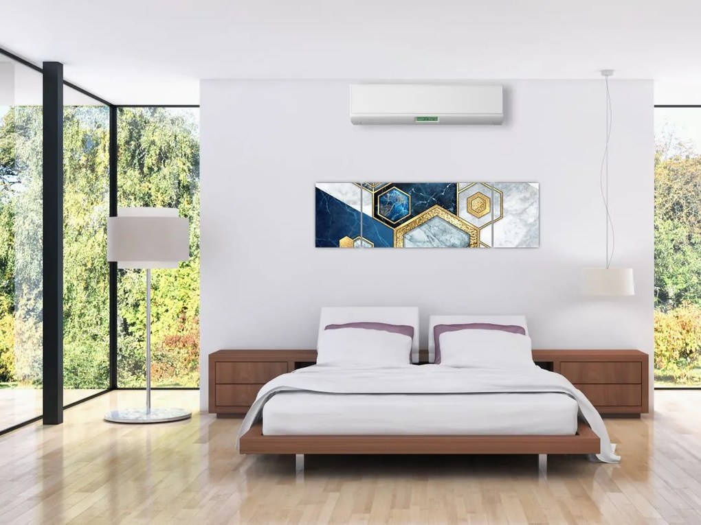 Obraz - Marmurowe sześciokąty (170x50 cm)