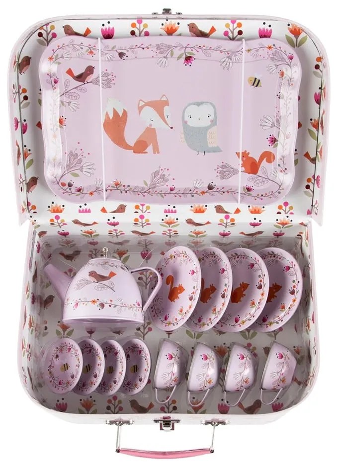 Różowy dziecięcy kuferek piknikowy Sass &amp; Belle Woodland Friends