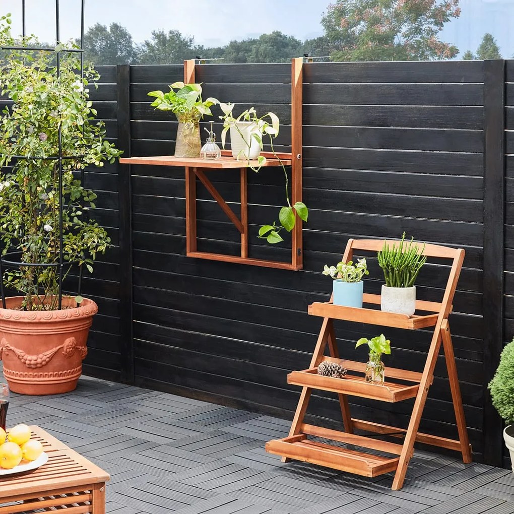 Wiszący stolik balkonowy HANS, 65x45x87cm, brązowa Casaria