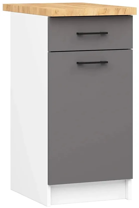Szara minimalistyczna dolna szafka kuchenna - Vivienne 8X 40 cm