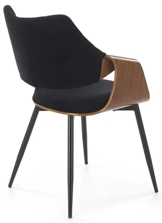 Krzesło tapicerowane K586 VELVET czarne/orzech HALMAR