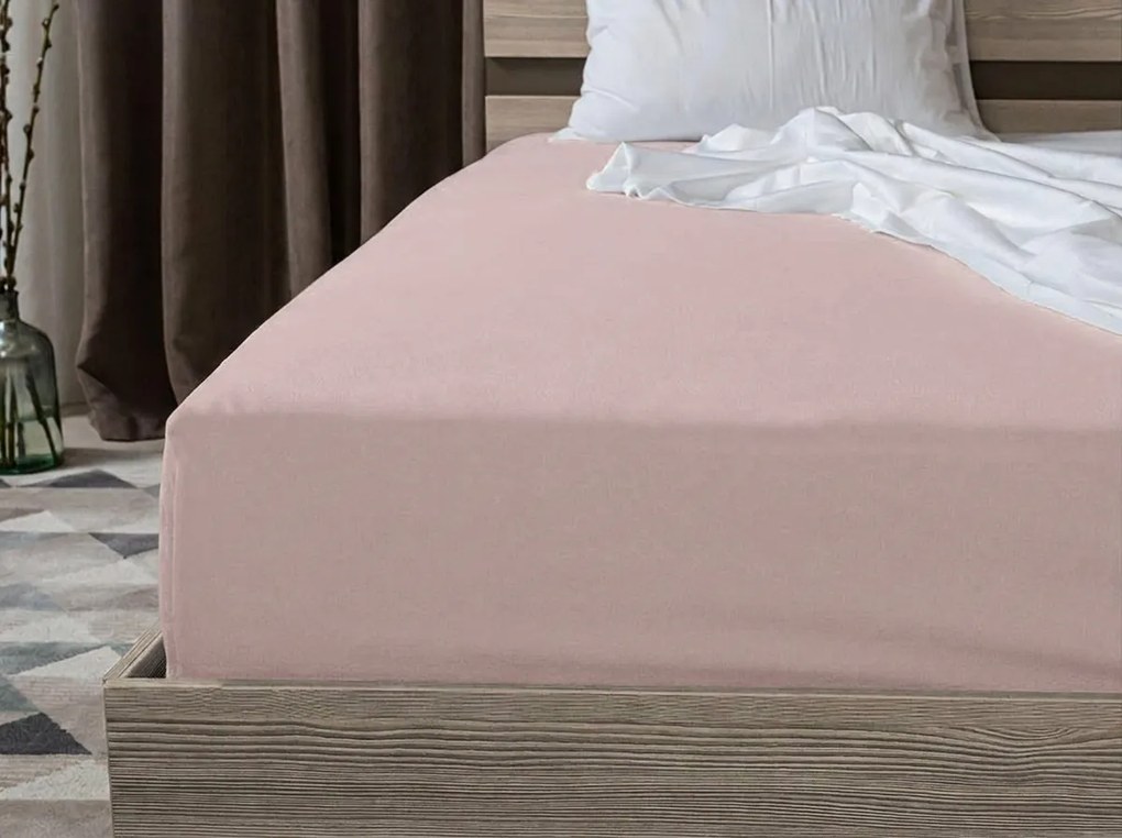PrzytulneMieszkanie.pl Bawełniane prześcieradło z gumką STANDARD 90 x 200 cm staroróżowe