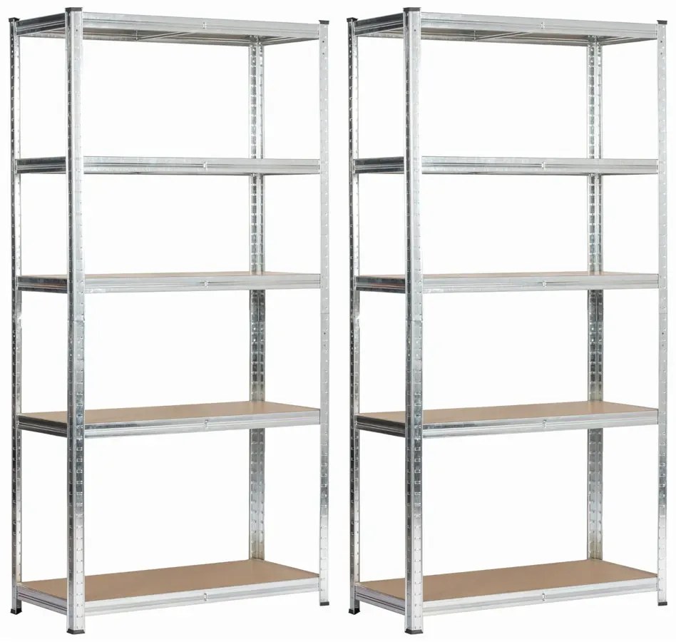 2 Metalowe Srebrne Regały Magazynowe R9-N49