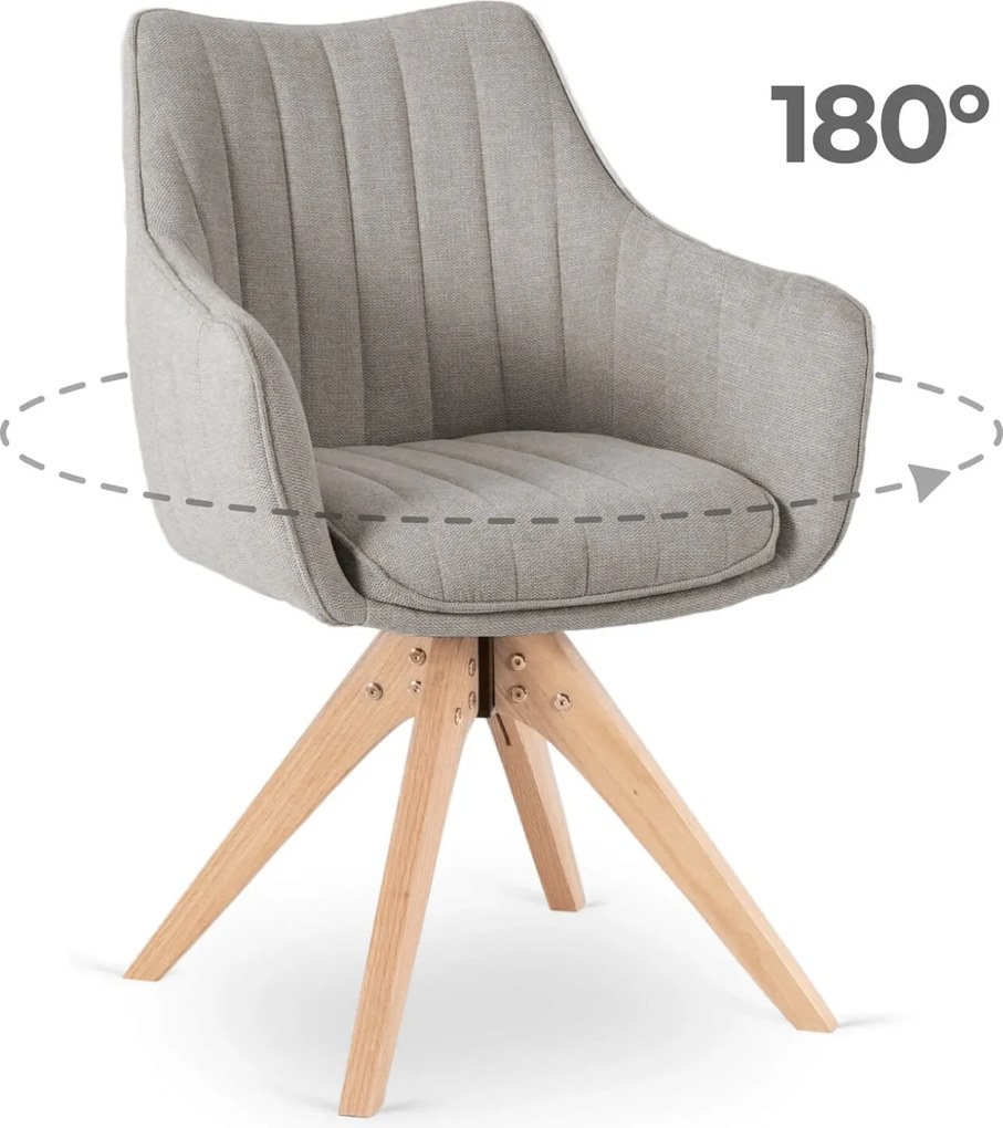 Krzesło Tapicerowane Obrotowe do Salonu LEMON Szare Nowoczesne Skandynawskie
