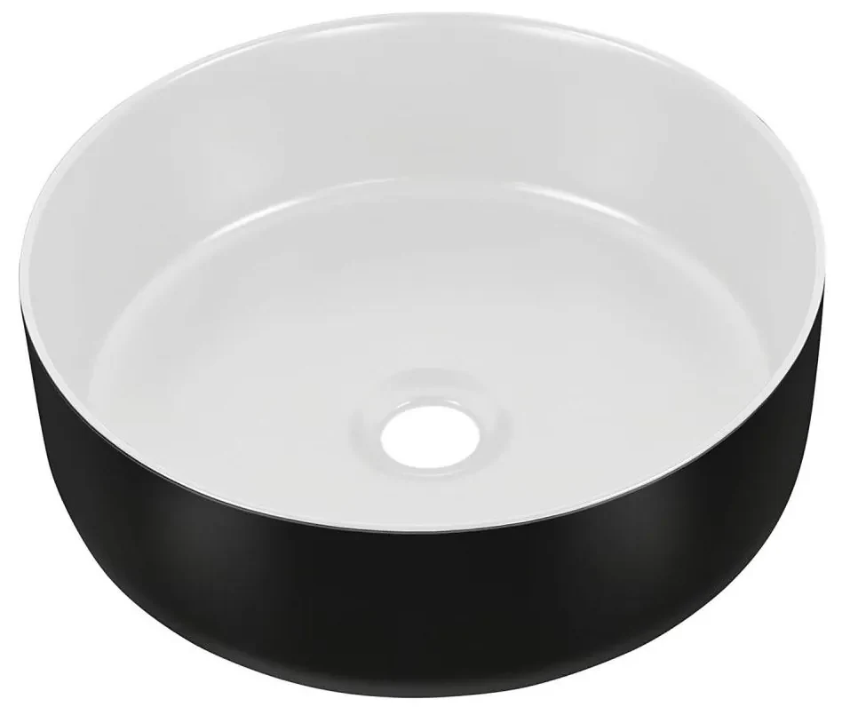 COMAD UM-6259 SIMPLE 8. - Umywalka nablatowa SIMPLE śr. 36 cm biała/czarna