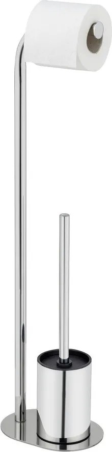 Stojak na papier toaletowy ze szczotką ze stali nierdzewnej w kolorze srebra z połyskiem Levante – Wenko