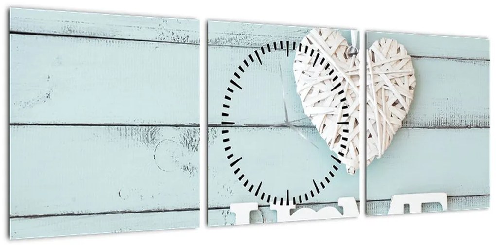 Obraz - I love home (z zegarem) (90x30 cm)