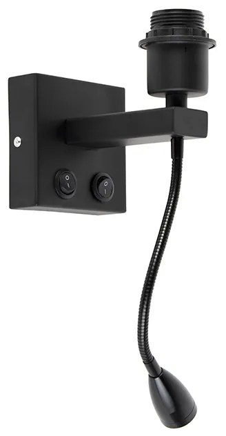 Nowoczesna lampa ścienna czarna z elastycznym ramieniem - Brescia Combi Nowoczesny Oswietlenie wewnetrzne