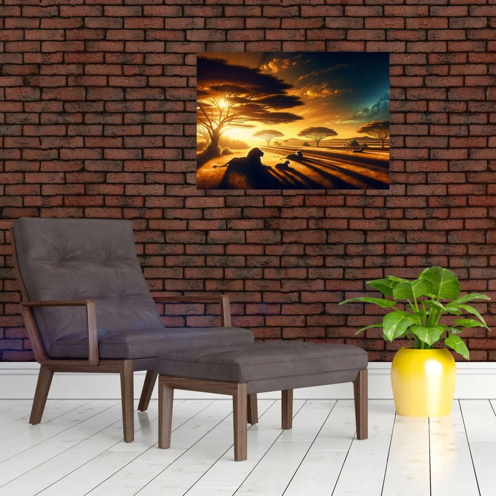 Obraz - Odpoczywające lwy (70x50 cm)