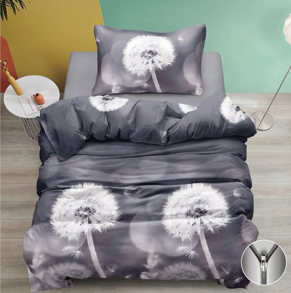 PrzytulneMieszkanie.pl PrzytulneMieszkanie.pl Bawełniana pościel DANDELION TOUCH szara Rozmiar pościeli: 70 x 90 cm | 140 x 200 cm