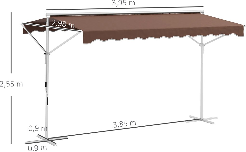 Outsunny Samodzielna markiza, regulowany kąt nachylenia, korbka, stelaż metalowy, odporny na warunki atmosferyczne, 4x3m, Krem