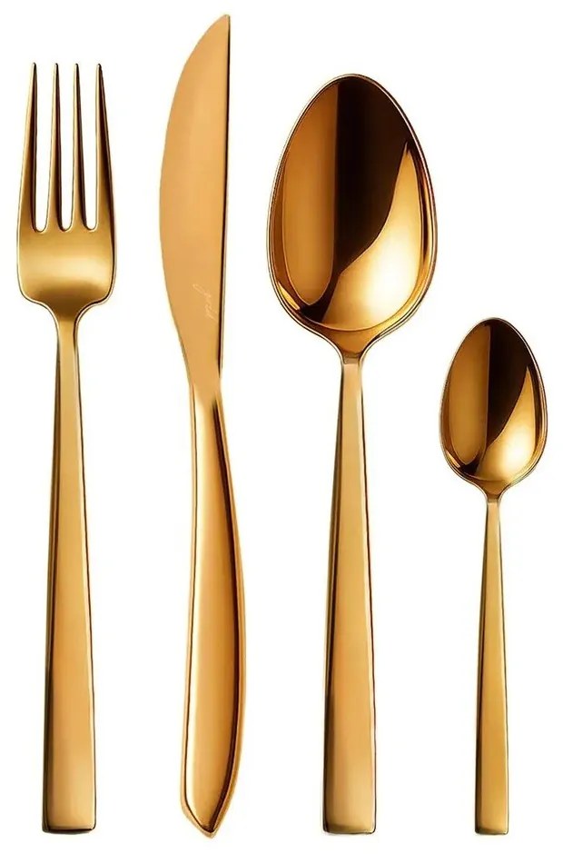 Sztućce 24 szt. ze stali nierdzewnej w kolorze złota Gold – Orion