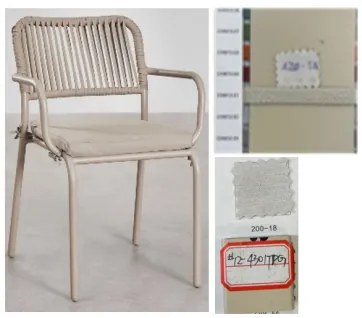 Zestaw 2 Krzeseł Do Jadalni Z Podłokietnikami Z Aluminium I Plecionej Liny Arhiza Kremowa Tapioca - Sklum