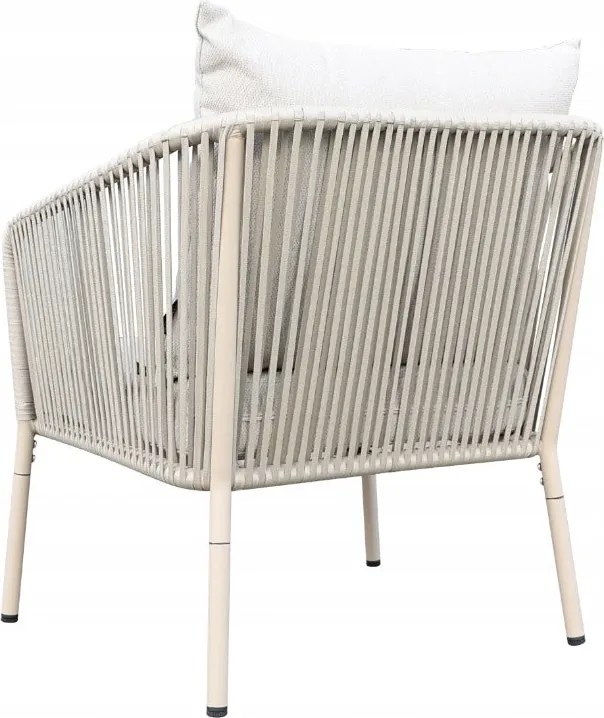 Zestaw mebli ogrodowych beżowy aluminium sofa fotele stolik sznurowanie