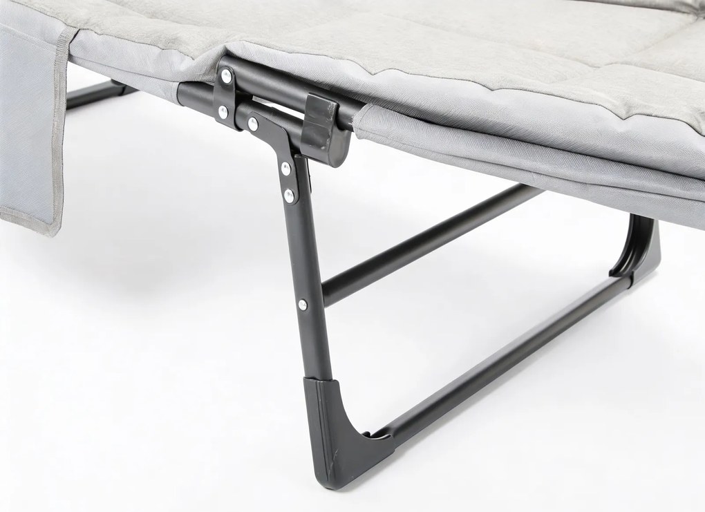 Składana leżanka turystyczna z materacem Morra, kolor szary