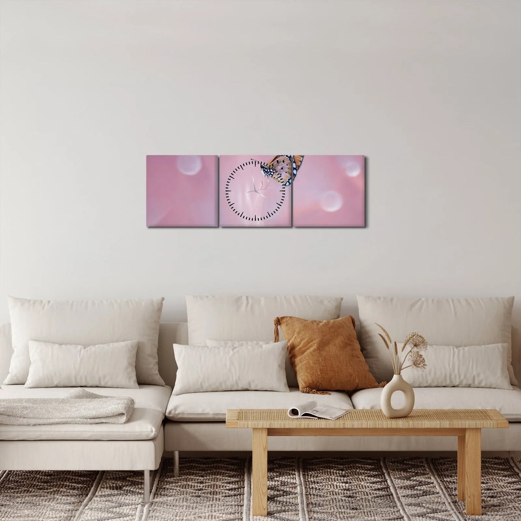 Obraz - Motyl (z zegarem) (90x30 cm)