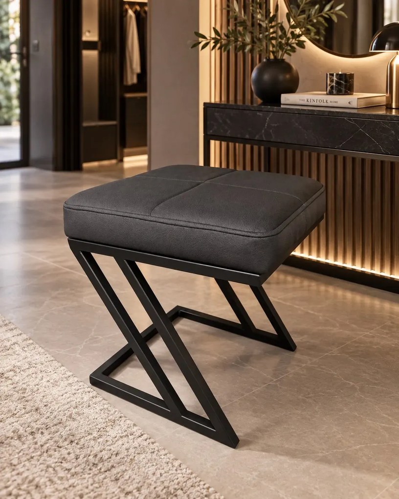 Pufa ZETA LOFT ławka taboret podnóżek metal eko-skóra D23